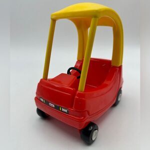 Vintage Little Tikes Dollhouse Mini Cozy Coupe Car Toy Small 6" Red Yellow